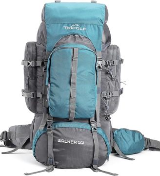 Walker 65 Litres Rucksack | Internal Frame With Metal Rod | Rain Cover | Bottom Opening | Laptop Section