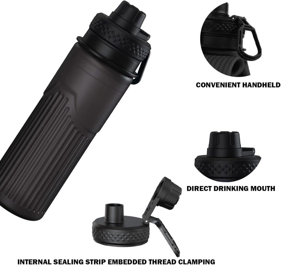 Collapsible Water Bottle, Sport Water Bottle 24oz, Reuseable BPA Free Silicone Foldable Water Bottles Leak-proof Portable Water Bottle for Travel, Gym, Hiking, Office, Camping (Black) - Image 3