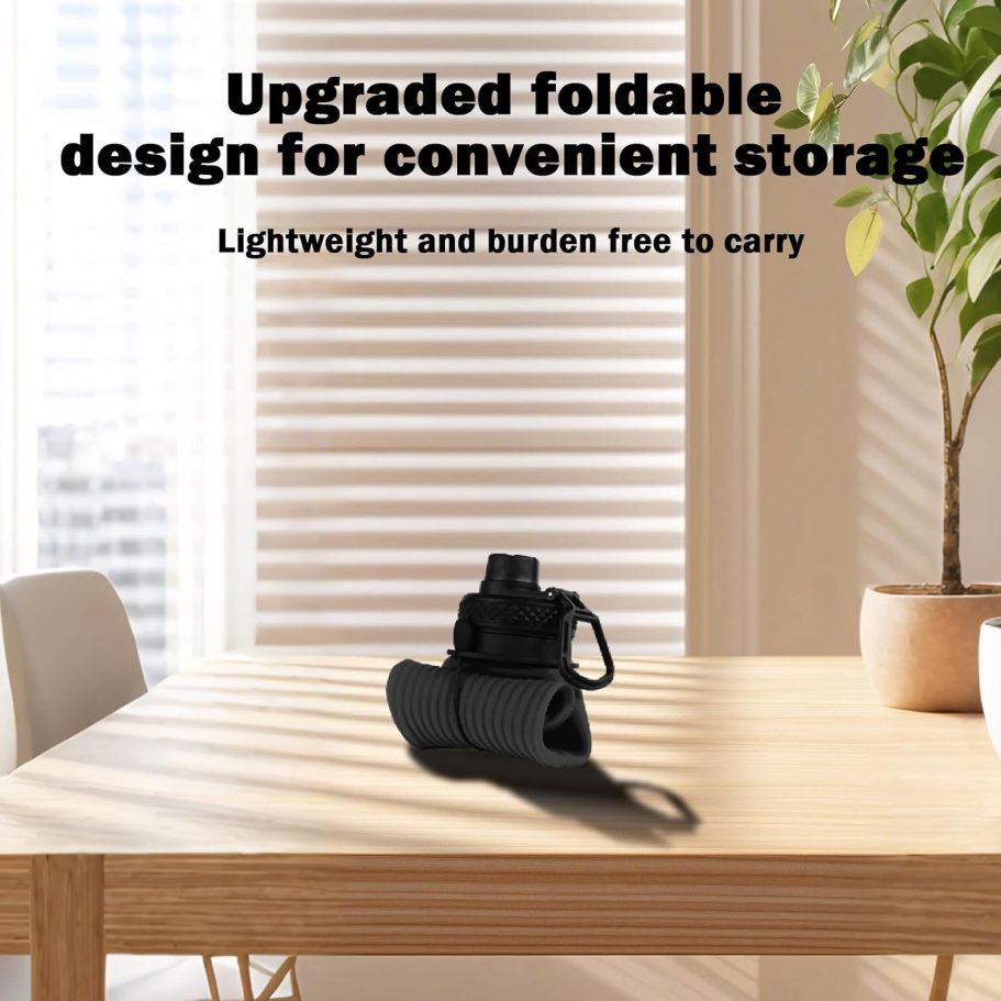 Collapsible Water Bottle, Sport Water Bottle 24oz, Reuseable BPA Free Silicone Foldable Water Bottles Leak-proof Portable Water Bottle for Travel, Gym, Hiking, Office, Camping (Black) - Image 6
