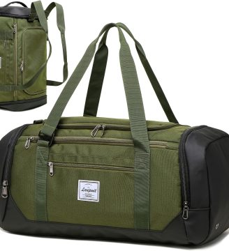 Travel Duffle Bag for men 40L Medium Sports Gym Bag with Wet Pocket & Shoes Compartment Weekender Overnight Backpack for Traveling Duffel Bag Backpack for Women, Green