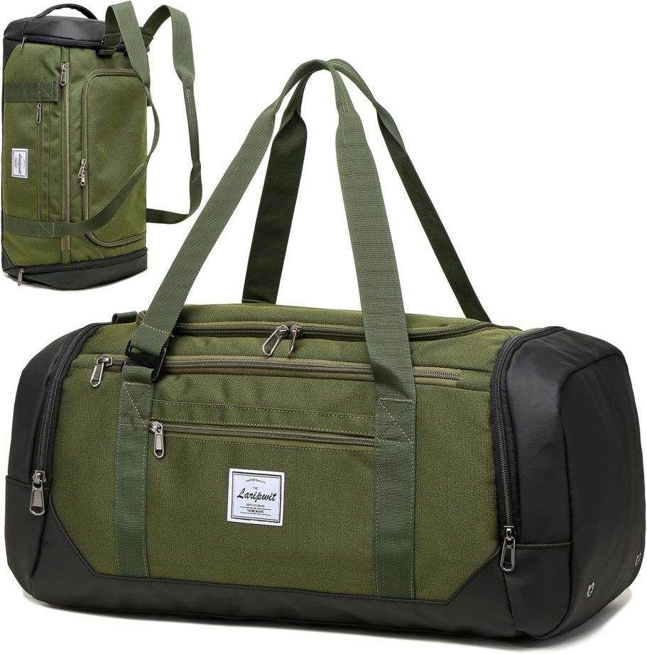 Travel Duffle Bag for men 40L Medium Sports Gym Bag with Wet Pocket & Shoes Compartment Weekender Overnight Backpack for Traveling Duffel Bag Backpack for Women, Green
