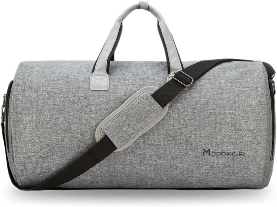 Convertible Garment Bag with Shoulder Strap, Carry on Garment Duffel Bag for Men Women - 2 in 1 Hanging Suitcase Suit Travel Bags (Grey)