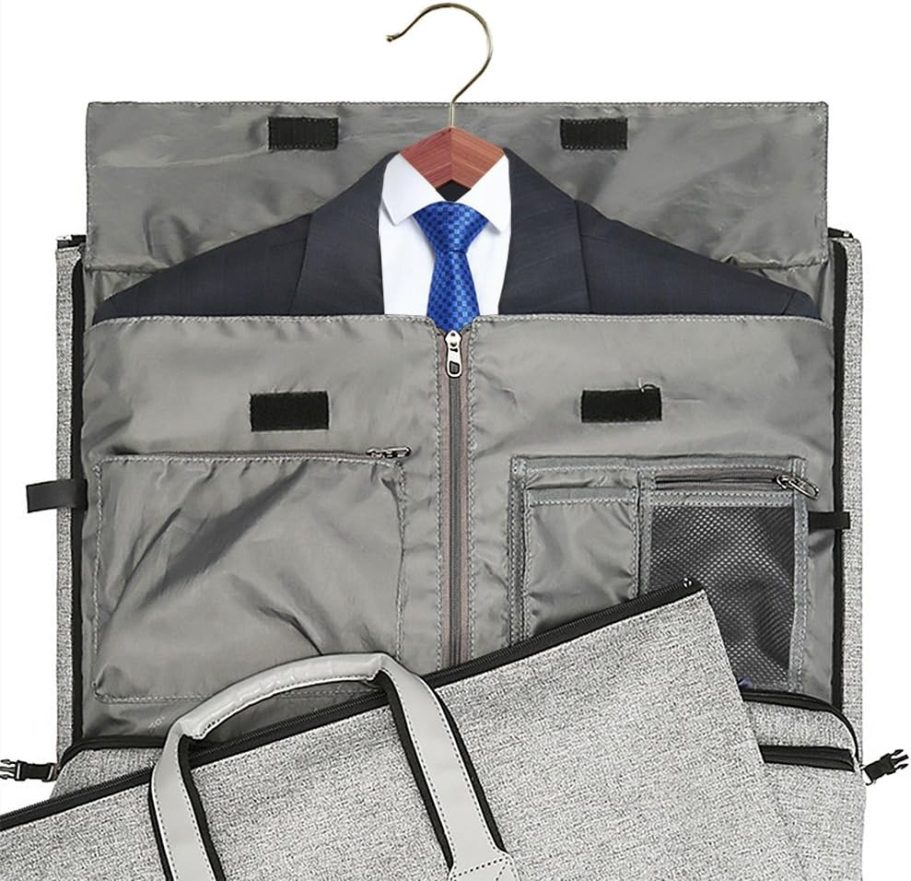 Convertible Garment Bag with Shoulder Strap, Carry on Garment Duffel Bag for Men Women - 2 in 1 Hanging Suitcase Suit Travel Bags (Grey) - Image 3