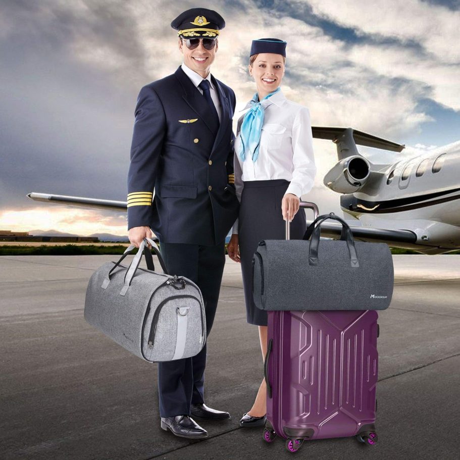 Convertible Garment Bag with Shoulder Strap, Carry on Garment Duffel Bag for Men Women - 2 in 1 Hanging Suitcase Suit Travel Bags (Grey) - Image 6